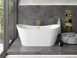 Mexen Montana baignoire autoportante 170 x 80 cm, blanche, trop-plein doré brossé - 52011708000-55