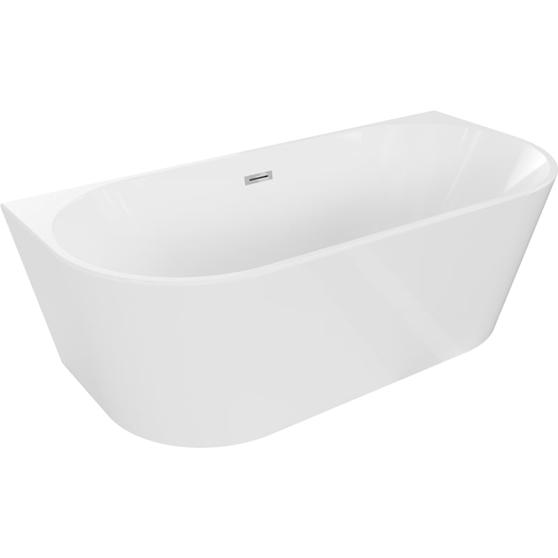 Mexen Oval baignoire autoportante adossée 170 x 80 cm, blanche, trop-plein chromé - 52671708000-01