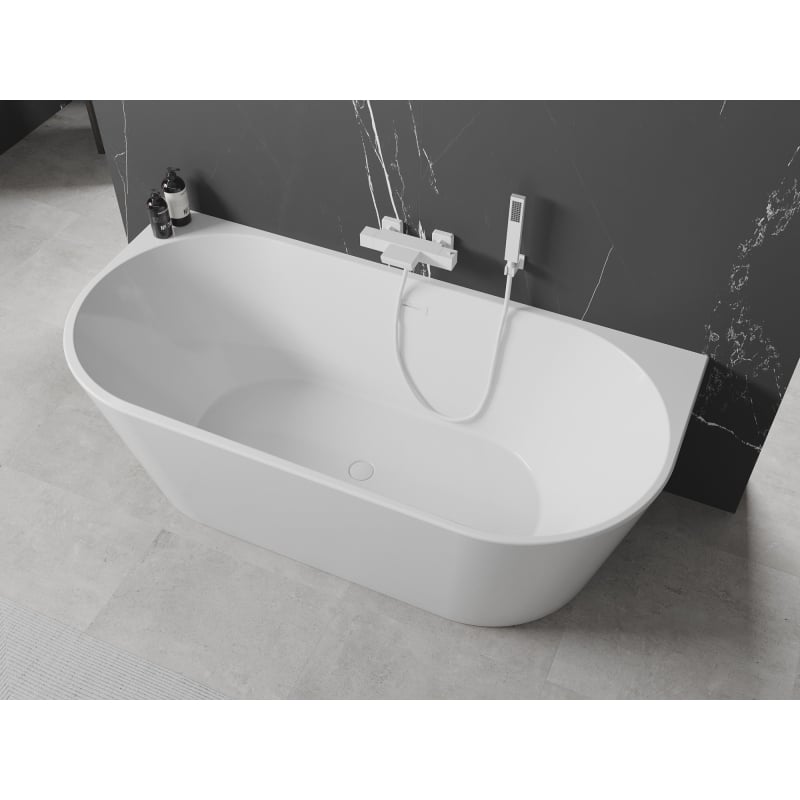 Mexen Oval baignoire autoportante murale 180 x 80 cm, blanche, trop-plein blanc - 52671808000-20