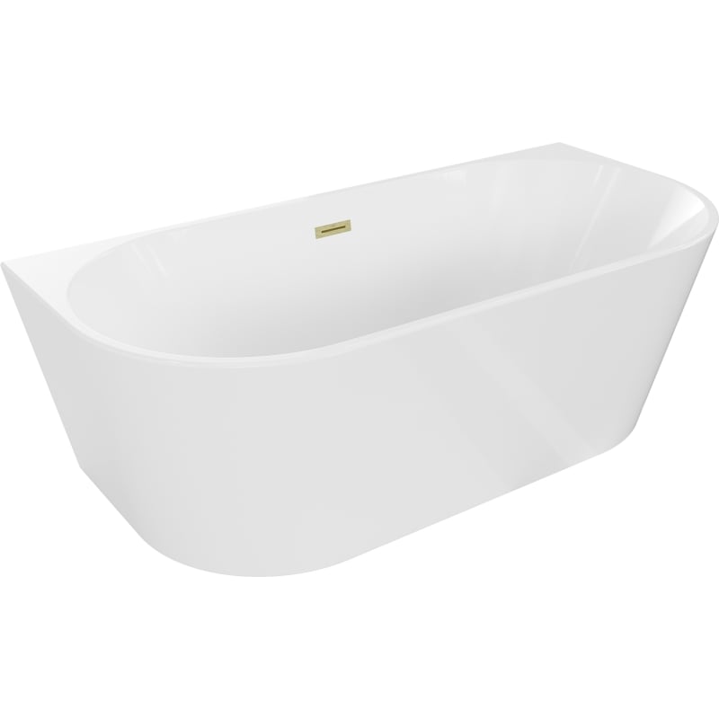Mexen Oval baignoire autoportante adossée 170 x 80 cm, blanche, trop-plein or brossé - 52671708000-55