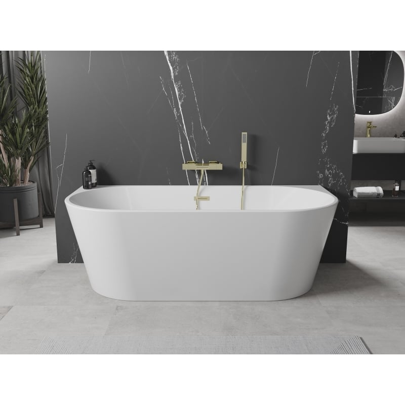 Mexen Oval baignoire autoportante adossée 170 x 80 cm, blanche, trop-plein doré - 52671708000-50