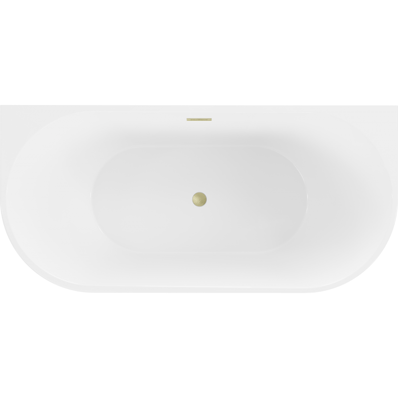 Mexen Oval baignoire autoportante adossée 170 x 80 cm, blanche, trop-plein or brossé - 52671708000-55