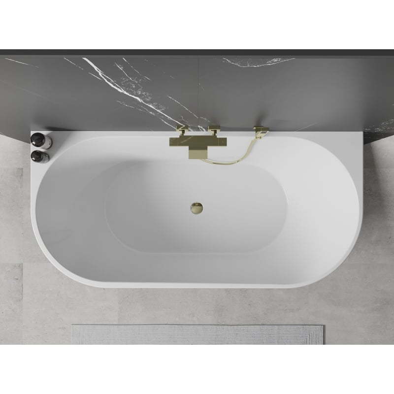 Mexen Oval baignoire autoportante adossée 170 x 80 cm, blanche, trop-plein doré - 52671708000-50
