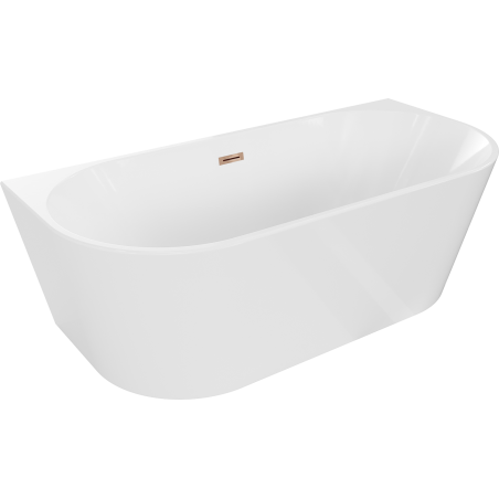 Mexen Oval baignoire indépendante murale 180 x 80 cm, blanche, trop-plein en or rose - 52671808000-60