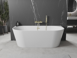 Baignoire Mexen Ovale indépendante murale 180 x 80 cm, blanche, évacuation en or brossé - 52671808000-55