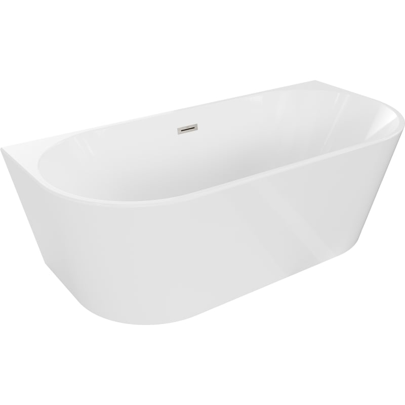 Mexen Oval baignoire autoportante murale 170 x 80 cm, blanche, trop-plein en nickel brossé - 52671708000-97