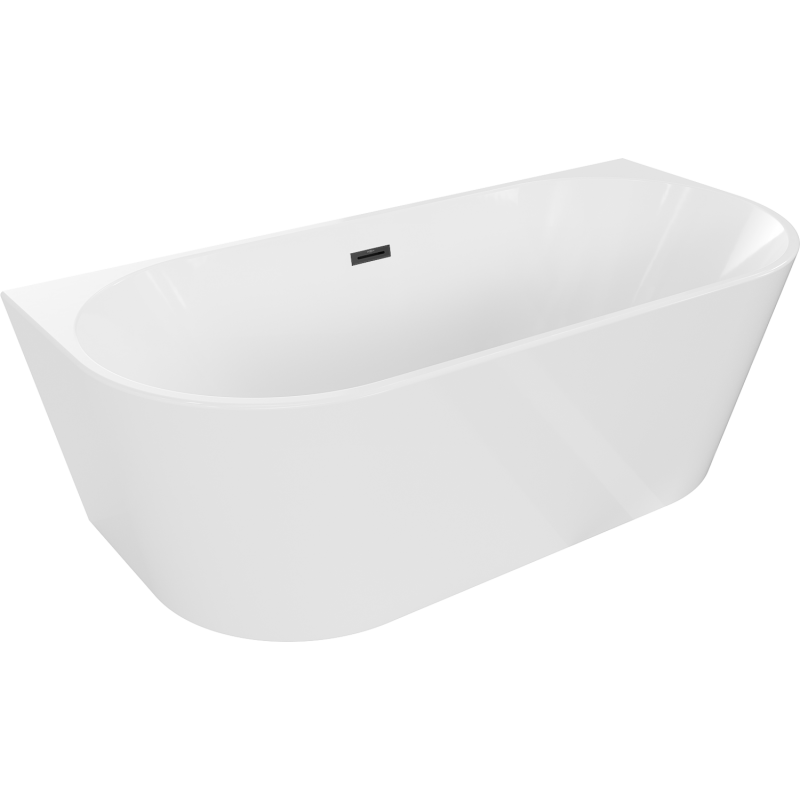 Mexen Oval baignoire autoportante murale 180 x 80 cm, blanche, trop-plein noir - 52671808000-70