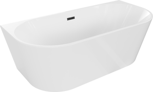 Mexen Oval baignoire autoportante murale 180 x 80 cm, blanche, trop-plein noir - 52671808000-70