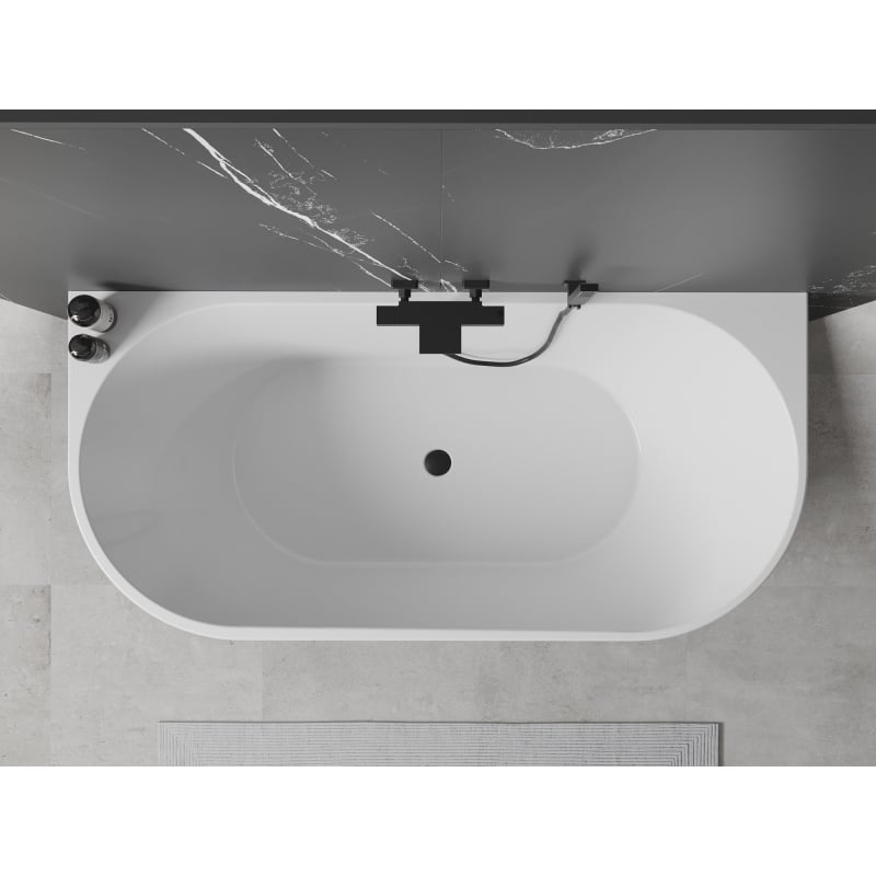 Mexen Oval baignoire autoportante murale 170 x 80 cm, blanche, trop-plein noir - 52671708000-70