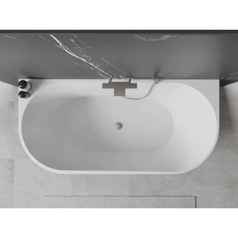 Mexen Oval baignoire autoportante murale 170 x 80 cm, blanche, trop-plein en nickel brossé - 52671708000-97