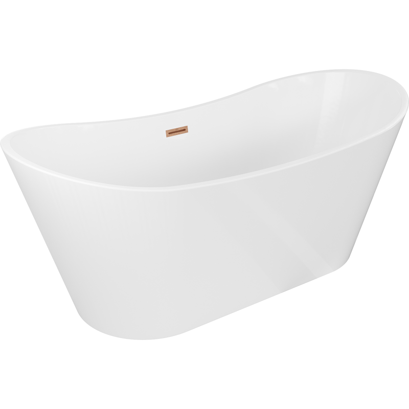 Mexen Montana baignoire autoportante 170 x 80 cm, blanche, trop-plein cuivre brossé - 52011708000-65