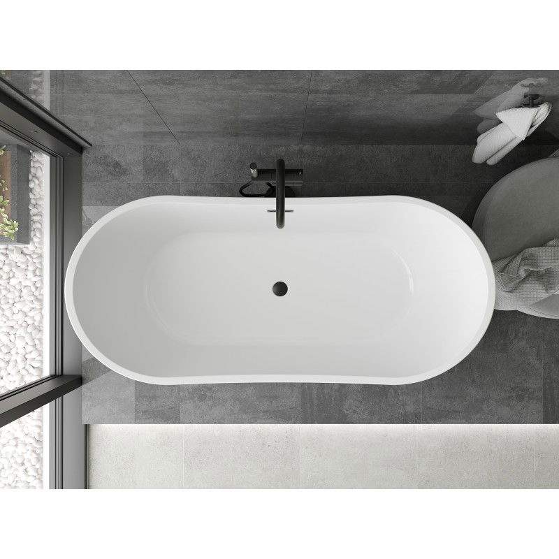 Mexen Montana baignoire autoportante 170 x 80 cm, blanche, trop-plein noir - 52011708000-70