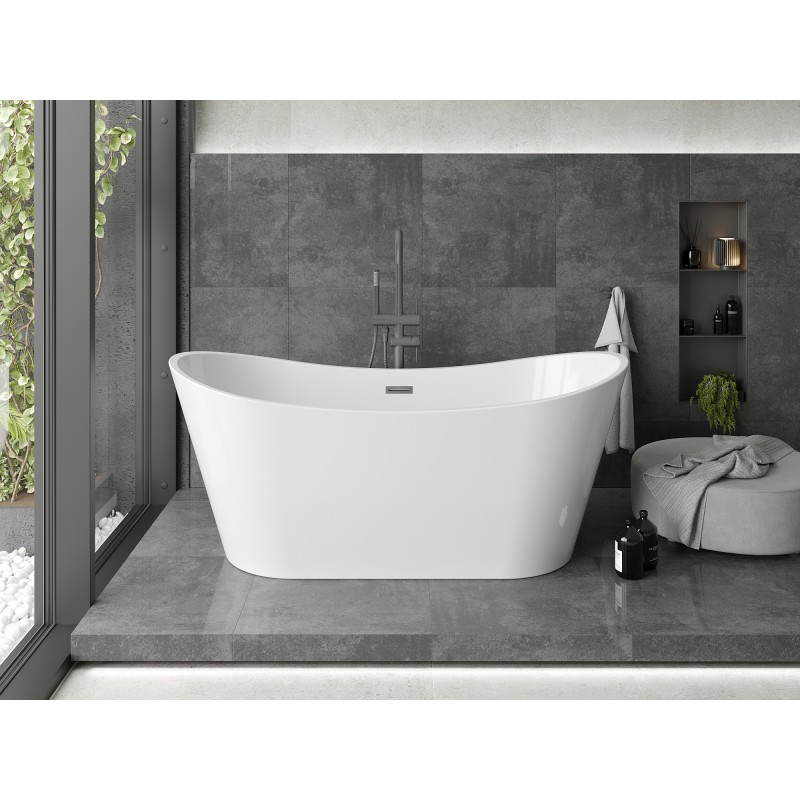 Mexen Montana baignoire autoportante 170 x 80 cm, blanche, trop-plein gun metal - 52011708000-95