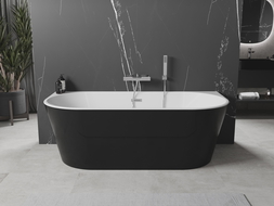 Baignoire Mexen Oval freestanding murale 150 x 75 cm, blanche/noire, évacuation chromée - 52671507575-01