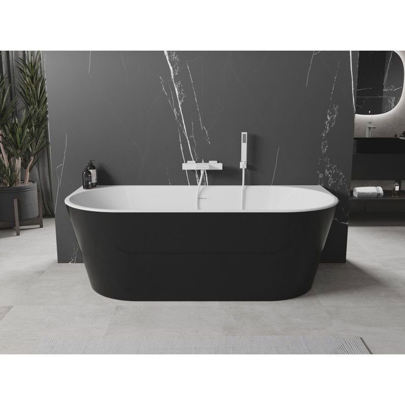 Mexen Oval baignoire autoportante adossée 150 x 75 cm, blanc/noir, trop-plein blanc - 52671507575-20