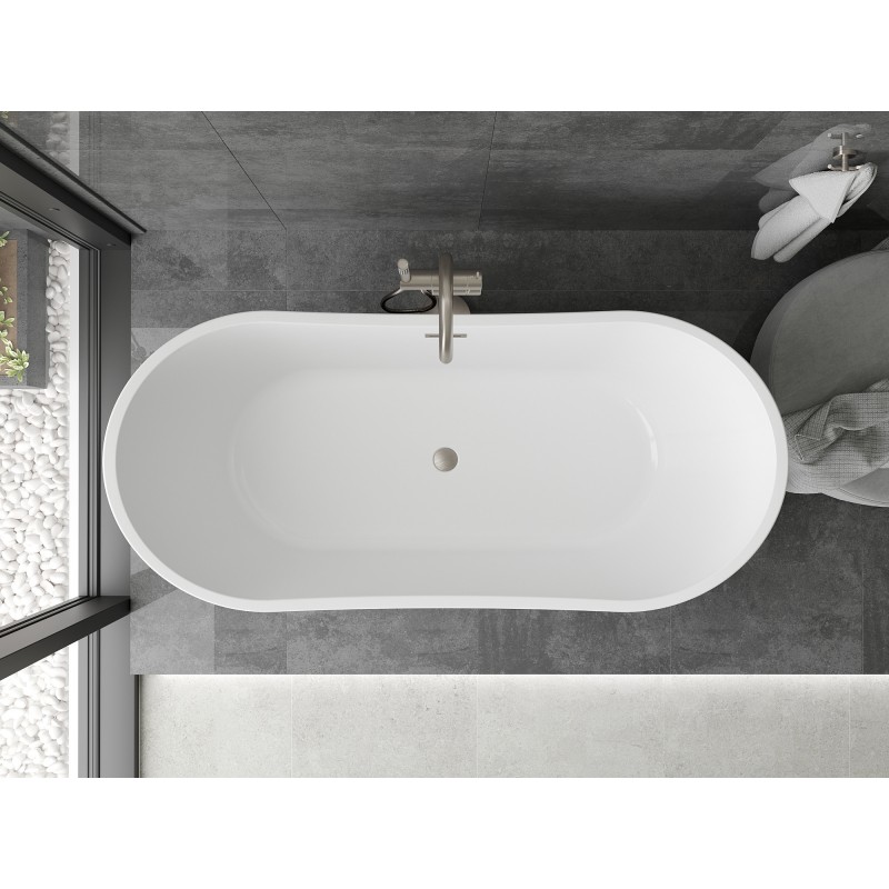 Mexen Montana baignoire autoportante 170 x 80 cm, blanche, trop-plein nickel brossé - 52011708000-97