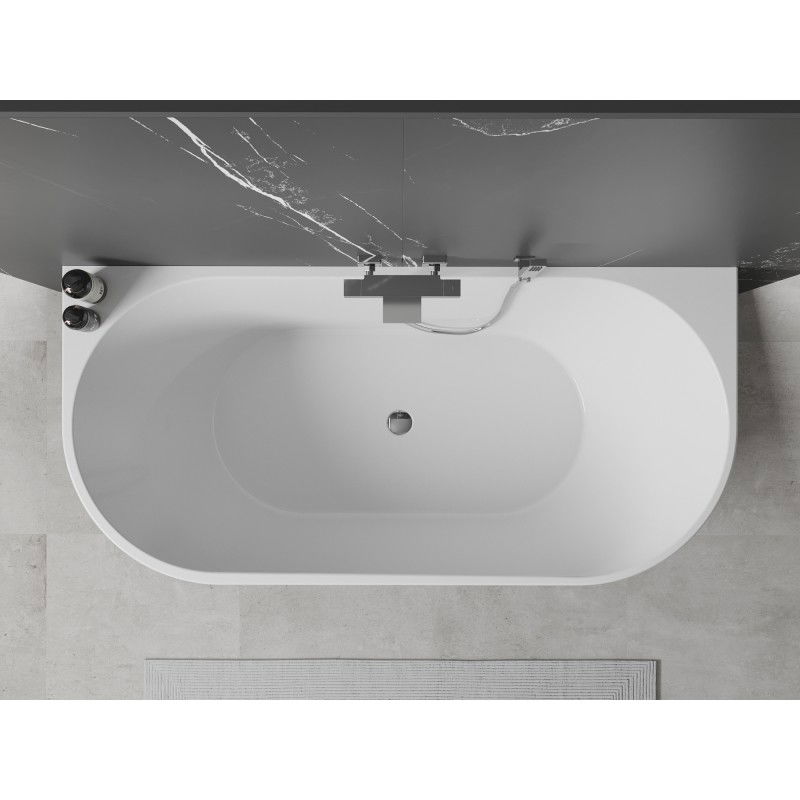 Mexen Oval baignoire autoportante murale 150 x 75 cm, blanche/noire, trop-plein chromé - 52671507575-01