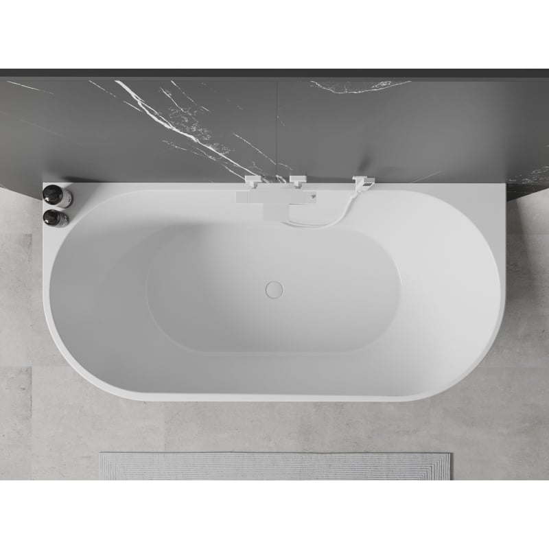 Mexen Oval baignoire autoportante adossée 140 x 75 cm, blanche/noire, trop-plein blanc - 52671407575-20