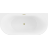 Baignoire Mexen Ovale autoportante murale 140 x 75 cm, blanc/noir, évacuation dorée brossée - 52671407575-55
