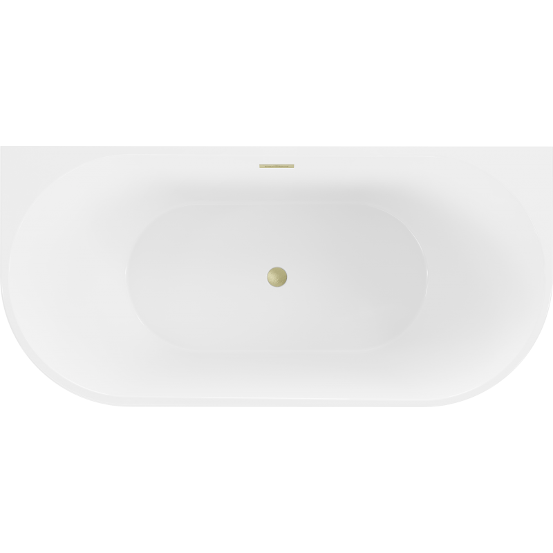 Mexen Oval baignoire autoportante murale 150 x 75 cm, blanche/noire, trop-plein doré brossé - 52671507575-55