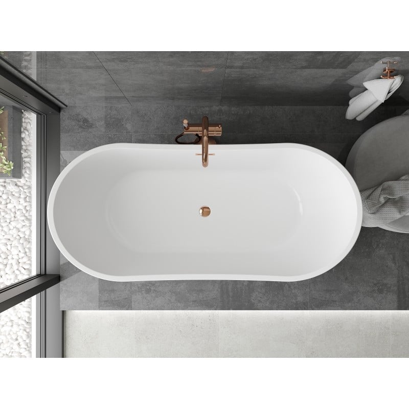 Mexen Montana baignoire autoportante 170 x 80 cm, blanche/noire, trop-plein or rose - 52011708075-60