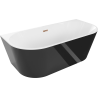 Mexen Oval baignoire autoportante murale 140 x 75 cm, blanche/noire, trop-plein or rose - 52671407575-60