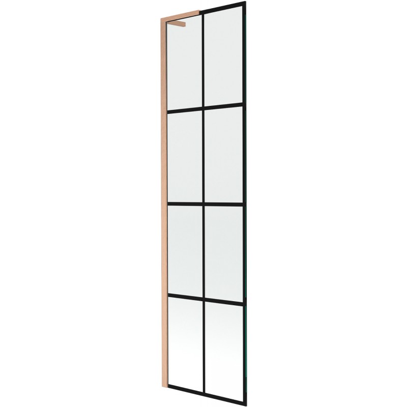 Mexen Next L paroi de baignoire à 1 panneau 50 x 150 cm, grille noire, cuivre brossé - 895-050-000-03-77-65
