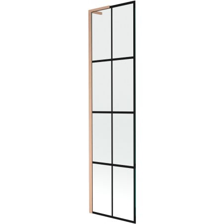 Mexen Next L paroi de baignoire à 1 panneau 50 x 150 cm, grille noire, cuivre brossé - 895-050-000-03-77-65