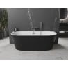 Mexen Oval baignoire autoportante adossée 140 x 75 cm, blanche/noire, trop-plein gun gray brossé - 52671407575-66