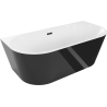 Mexen Oval baignoire autoportante contre le mur 150 x 75 cm, blanche/noire, trop-plein noir - 52671507575-70
