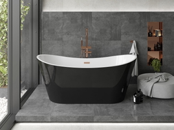 Mexen Montana baignoire autoportante 170 x 80 cm, blanc/noir, trop-plein cuivre brossé - 52011708075-65
