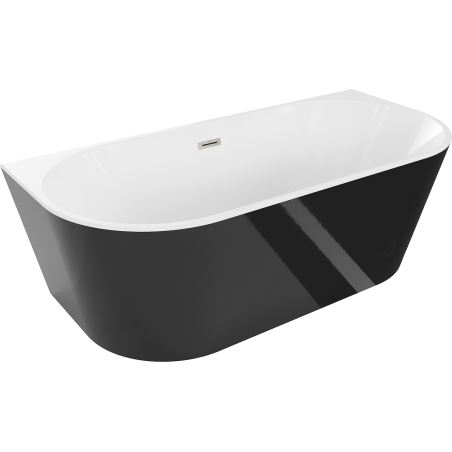Baignoire Mexen Oval autoportante murale 140 x 75 cm, blanche/noire, évacuation en nickel brossé - 52671407575-97