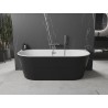 Mexen Oval baignoire autoportante adossée 140 x 75 cm, blanc/noir, trop-plein gun metal - 52671407575-95