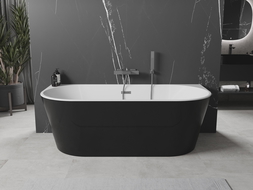 Baignoire Mexen Oval autoportante à mur 140 x 75 cm, blanche/noire, évacuation gun metal - 52671407575-95