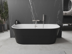 Baignoire Mexen Oval autoportante murale 140 x 75 cm, blanche/noire, évacuation en nickel brossé - 52671407575-97