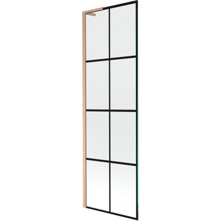 Mexen Next L pare-douche 1-volet 60 x 150 cm, grille noire, cuivre brossé - 895-060-000-03-77-65