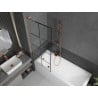 Mexen Next L paroi de baignoire 1 volet 70 x 150 cm, grille noire, cuivre brossé - 895-070-000-03-77-65