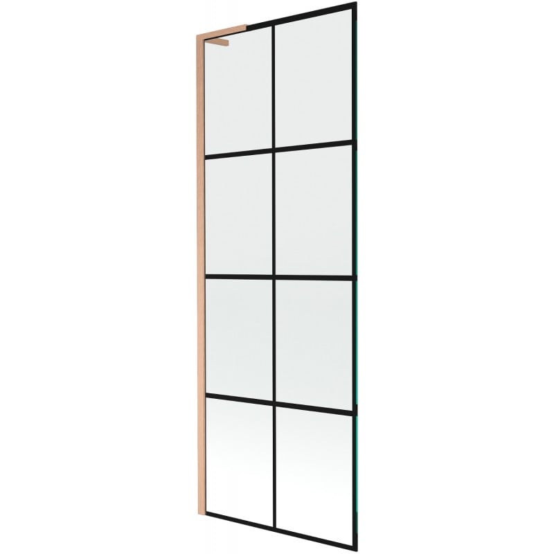Mexen Next L paroi de baignoire 1 volet 70 x 150 cm, grille noire, cuivre brossé - 895-070-000-03-77-65