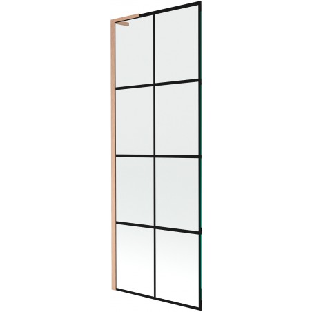 Mexen Next L paroi de baignoire 1 volet 70 x 150 cm, grille noire, cuivre brossé - 895-070-000-03-77-65