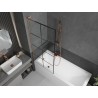 Mexen Next L paroi de baignoire à 1 vantail 80 x 150 cm, grille noire, cuivre brossé - 895-080-000-03-77-65