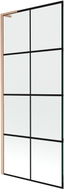 Mexen Next L paroi de baignoire à 1 vantail 80 x 150 cm, grille noire, cuivre brossé - 895-080-000-03-77-65
