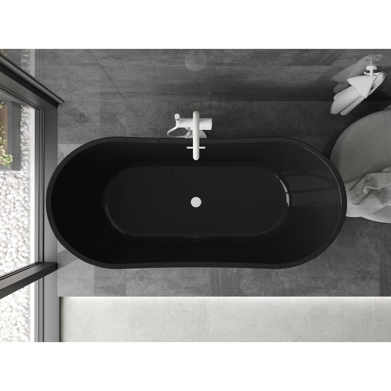 Mexen Montana baignoire autoportante 170 x 80 cm, noire, trop-plein blanc - 52011708070-20