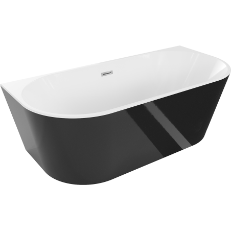 Mexen Oval baignoire autoportante adossée 170 x 80 cm, blanc/noir, trop-plein chromé - 52671708075-01