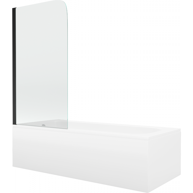 Mexen Vega baignoire rectangulaire 170 x 70 cm avec habillage et paroi de douche à 1 panneau 70 cm, transparent, noir