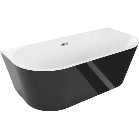 Mexen Oval baignoire autoportante adossée 160 x 80 cm, blanche/noire, trop-plein doré - 52671608075-50