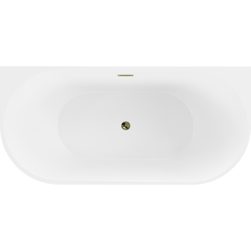 Mexen Oval baignoire autoportante adossée 170 x 80 cm, blanc/noir, trop-plein doré - 52671708075-50