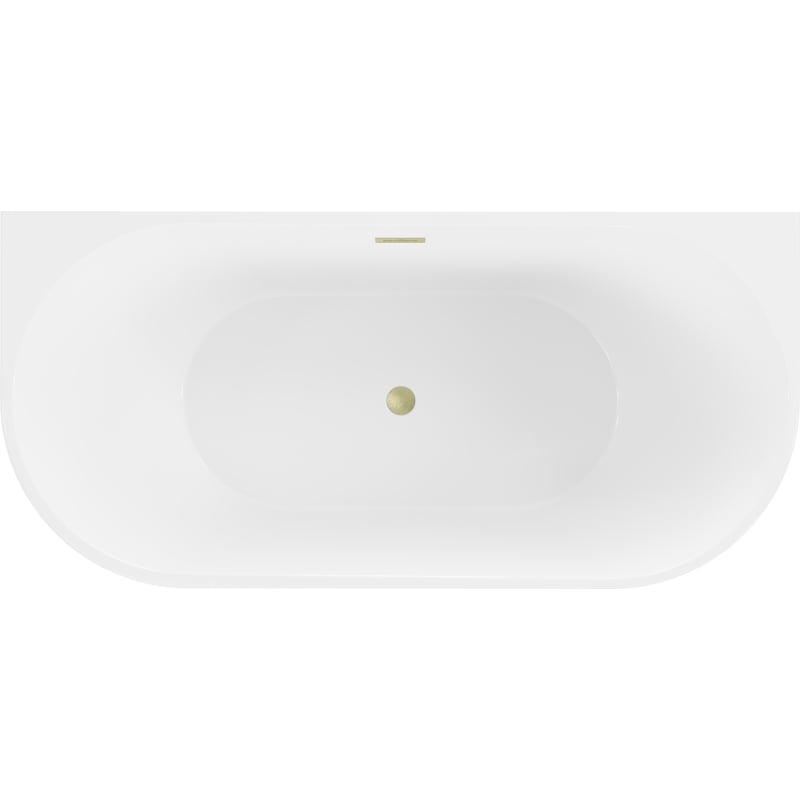 Mexen Oval baignoire autoportante contre un mur 170 x 80 cm, blanche/noire, trop-plein doré brossé - 52671708075-55