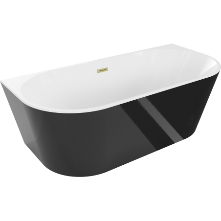 Baignoire Mexen Oval indépendante murale 170 x 80 cm, blanche/noire, évacuation en or brossé - 52671708075-55