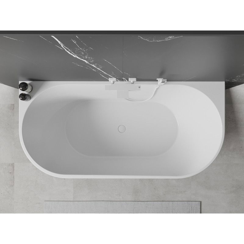 Mexen Oval baignoire autoportante adossée 170 x 80 cm, blanche/noire, trop-plein blanc - 52671708075-20