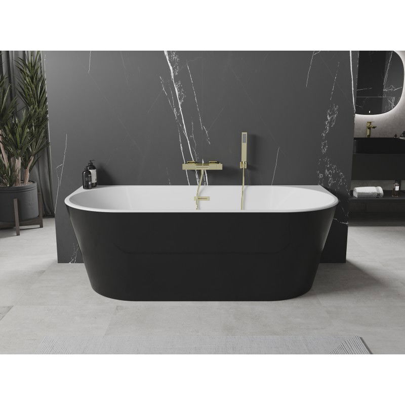Mexen Oval baignoire autoportante murale 170 x 80 cm, blanc/noir, trop-plein or brossé - 52671708075-55